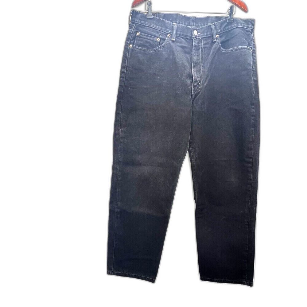 Levis 550 Jeans Mens Black Relaxed Fit Straight Leg Denim Size 38x30